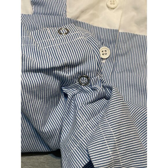 Vintage Toffee Apple Baby Romper 6M Blue/White Striped Outfit With Bunny/Carrot - Picture 7 of 7